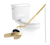 Universal Polished Gold Toilet Handle Replacement Kit, Side/Angle Mount Toilet Flush Handle Compatible with Kohler K-GP30324-CP/TOTO/American Standard, Stainless Steel Flapper Chain