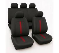 Universal polyester seat covers suitable for all cars with standard seats - with 2 zip on the rear backs - model C (Red)