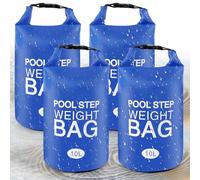 Universal Pool Step Weights, Waterproof Swimming Pool Ladder Weights 10l No Breaken Above Ground Pool Ladder Sand Bags, Foldable Pool Stair Weights for Pool Steps, Easy&Quick Fill Sand(Blue-4PCS)