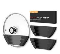 Universal Pot Lid Organizer for Cabinet - Upgraded Patented Niceyos 3 Pack Inside Cabinet Door Wall Mount Pan Top Storage Organizer Rack Holder for Kitchen, Fits 6" to 13" (Black)