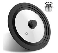Universal Pots Pans Lid Fits, 28CM-30CM-32CM Diameter Cookware, Frying Pan Cover Universal Glass Lid with Heat Resistant Silicone Rim ＆ Tempered Glass for Frying Pans, Pots and Skillets
