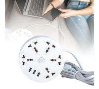 Universal Power Board Right Wrapped 5.9 Inch Extension Extendable Power Board With 5 Sockets And 3 USB Ports Ytp326 (B, One Size)