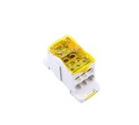 Universal Power Junction Box UKK80A Single-Pole Large Current Splitter Box 80A Capacity One-to-Many Branch Line Terminal Rail Splitter for Electrical Wiring(UKK125 Yellow)