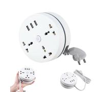 Universal Power Strip,Retractable Portable Power Strips,with 3 Outlets 3 USB Ports,Small Portable Desk Charging for Office, Travel (5.9ft)