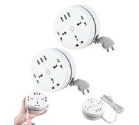 Universal Power Strip,Retractable Portable Power Strips,with 3 Outlets 3 USB Ports,Small Portable Desk Charging for Office, Travel (5.9ft+9.2ft)