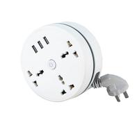 Universal Power Strip,Retractable Power Strip Protector, Ultra Thin Flat Plug,Retractable Power Strip with 3 AC Outlets 3 USB Ports,Travel Power Strip for Outdoor Cruise Ship Desk (UK,110in/2.8m)
