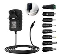 Universal Power Supply Adapter 12V 3A 1M Adapter 5.5x2.1mm Male 100-240V 50-60Hz 36W with 8 DC Plug Connectors for LED Strip Light Camera BT Speaker GPS Webcam Router more 12V Home Appliance