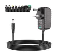 Universal Power Supply Cable Adapter AC 100-240V to DC 12V 3A with 8 Replacement Tip 5.5x2.1mm Multi Plug Head Compatible with LED Strip Lights Camera Router Laptop Monitor TV Box Printer