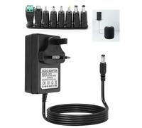 Universal Power Supply Cable Adapter UK 12V 3A 36W AC DC Transformer with 8 DC Connectors 100-240V 50-60Hz for Household Electronics CCTV Camera Speakers Routers TV Box Tablet E-Reader LED Strips