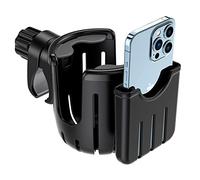 Universal Pram Cup Holder with Phone Holder Organizer for Stroller, Drink and Coffee Cup Holder Baby Bottle Organizer for Buggy, Bike, Wheelchair, Walker, Scooter