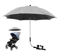 Universal Pram Parasol Pram Umbrella Baby Pram Umbrella for Strollers 360° UV Protection Pushchair Parasol Sun Umbrella with Adjustable Clamp and Flexible Arm for Buggy Bike Wheelchair Beach Chair
