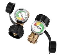 Universal Propane Tank Gauge for 5-40 Pound LP Tanks Gas Level Indicator for Grill, Heater, RV Camper, QCC1 Connection, Gas Tank Pure Copper Conversion Head, Propane with Meter Connector (2pcs)