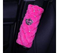 Universal Protection Cover Set : Queen's Steering Wheel Cover for Woman Car Seat Belt Shouldads Gear Shift Cover Bling Crown Decor Car