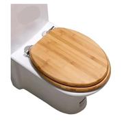 Universal Pure Solid Wood Toilet Cover Thickened Old-Fashioned Toilet Cover O/V/U Type Walnut Color Log Bathroom Accessories(Moso Bamboo)