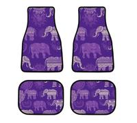 Universal Purple Elephant Car Floor Mats Set of 4 All-Weather Heavy Duty Polyester Auto Carpets with Anti-Slip Nibbed Backing Waterproof Front & Rear Liners for Cars Suvs Trucks Vans