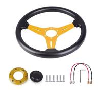 Universal Racing PU Leather 350mm 14inch Aluminum Alloy Auto Sport Drifting Steering Wheels Paddle Shifter(GOLD)