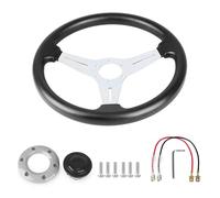 Universal Racing PU Leather 350mm 14inch Aluminum Alloy Auto Sport Drifting Steering Wheels Paddle Shifter(SILVER)
