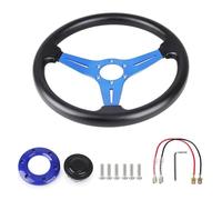 Universal Racing PU Leather 350mm 14inch Aluminum Alloy Auto Sport Drifting Steering Wheels Shift Paddle Extension(BLUE)