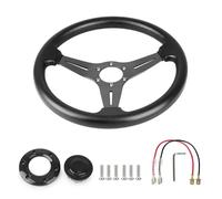 Universal Racing PU Leather 350mm 14inch Aluminum Alloy Auto Sport Drifting Steering Wheels Shift Paddle Extension(Black)