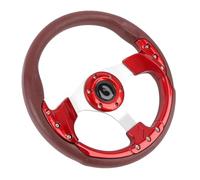Universal Racing Steering Wheel, 13 Inch 6 Bolt Anti Slip Leather and Aluminum Gaming Steering Wheel for Racing, Car Sim Driving, JDM Sports Racing Steering Wheel (Red)