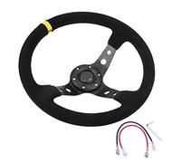 Universal Racing Steering Wheel, Car Racing Steeri 14inch 350mm Deep Dish Drifting Universal Leather Aluminum Car Auto Racing Sport Accessories(Yellow)