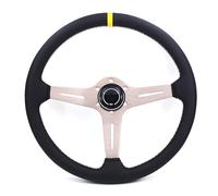 Universal Racing Steering Wheel, Car Racing Steeri 370mm Approx 15'' Universal Black/Titanium Flat Sport Drift Race Rally Car Racing(Titanium)