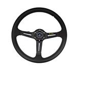Universal Racing Steering Wheel,Grip Deep Universal PU 14 inch Auto Racing Steering wheels Deep Corn Drifting Sport Steering Wheel With Logo(Black B)