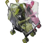 Universal Rain Cover Transparent PVC Twins Baby Stroller Rain Cover for Pushchair Stroller Buggy Double Pram Cover Against Rain Wind Snow Baby Travel Weather Shield Safe Haven Flexible Raincover