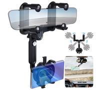 Universal Rearview Mirror Phone Mount, 360° Rotatable & Adjustable Car Phone Holder, Secure Clip-On Cradle for Various Phones