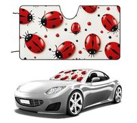 Universal Red Ladybug Car Windshield Sun Shade Foldable 51"x28", Reflective Sunshade with Suction Cups, UV Blocking Front Window Cover for Truck SUV Sedan, Keeps Vehicle Interior Cool