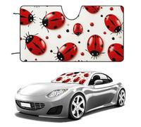 Universal Red Ladybug Car Windshield Sun Shade Foldable 55"x30", Reflective Sunshade with Suction Cups, UV Blocking Front Window Cover for Truck SUV Sedan, Keeps Vehicle Interior Cool