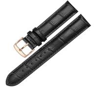 Universal Replacement Leather Watch Strap for Men Women, 12mm-24mm Watchband Leather Watch Strap(Black Rosegold,24mm)