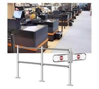 Universal Retractable Metal Safety Barrier with Guardrail for Supermarket Checkout Lane - Adjustable and Easy to Install Security Solution