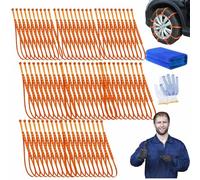 Universal Reusable Nylon Snow Tire Straps - Adjustable Anti-Skid Chains For Car SUV Truck (145-295mm)(80PC)