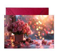 Universal Romantic Greeting Card for Valentines Day Anniversary Birthday Proposal Engagement Congratulations Love Apology Christmas Thanksgiving Party Invitation Get Well Soon Wedding Gift (Rose 2)