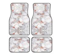Universal Rose Gold Marble Print Car Foot Mat 4-Piece Set - Stylish Rubber Automotive Floor Mats for SUV Sedan Van Truck