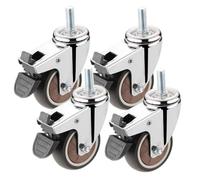 Universal Rubber Caster Wheels Set 4 Silent Trolley Wheels with Brake for Furniture DIY Projects Heavy Duty Caster Replacement Smooth Mobility & Durability