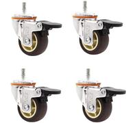 Universal Rubber Swivel Casters with Brake M6, Silent 1.5-Inch Wheels for Furniture, Carts, and Air Boxes - & Easy Mobility