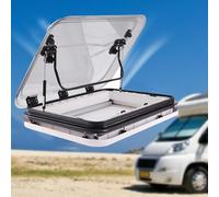 Universal RV Roof Window Hatch with LED Light, Mesh & Sunshade for Caravan Motorhome Skylight Vent