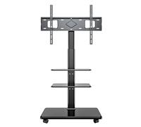 Universal s Floor with Double Tray for 36 to 70 Inch TVs, Swivel with Wheels Mobile TV Cart Adjustable Shelf Television Stands
