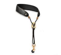 Universal Saxophone Strap, Leather Saxophone Neck Strap For Soprano Tenor Alto Baritone Sax Multi Color (Black)