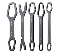 Universal Self Adjusting Wrench Set: Multi-Size Portable Multi-Function Grip Wrench, 5 Pack Chrome Vanadium Steel Double Ended Adjustable Tools For Plumbing,