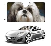 Universal Shih Tzu Dog Car Windshield Sun Shade Foldable 51"x28", Reflective Sunshade with Suction Cups, UV Blocking Front Window Cover for Truck SUV Sedan, Keeps Vehicle Interior Cool
