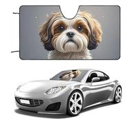 Universal Shih Tzu Dog Car Windshield Sun Shade Foldable 55"x30", Reflective Sunshade with Suction Cups, UV Blocking Front Window Cover for Truck SUV Sedan, Keeps Vehicle Interior Cool