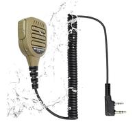 Universal Shoulder Speaker Mic for Handheld Two-Way Radios Compatible with UV-5R BF-F8HP UV-5G Plus UV-K5 PTT Button & Secure Clip for Professional Outdoor Use (Desert Tan)