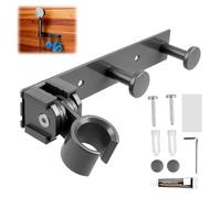 Universal Shower Head Holder No Drilling Wall Mount Bracket Holders 180°Adjustable Stick on Shower Holder Replacement with 2 Button Hook for Handheld Showerhead and and Standard Hose 16 x 3 cm Gray