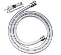 Universal Shower Head Holder with Shower Hose 1.6 m, YEAUPE Adjustable Shower Head Holder for Shower Rail with 2 Hooks for 16-28 mm, 360° Rotatable Shower Holder for Shower Head, Chrome