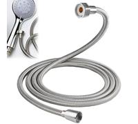 Universal Shower Hose, Stainless Steel, 150 cm Twist Protection, Universal Shower Hose, Stainless Steel Shower Hose, Flexible Smooth PVC Shower Hose, G1/2 Inch Silver Shower Hoses, for Bathroom