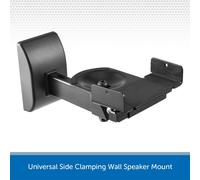 Universal Side Clamping Bookshelf Wall Mount Speaker Bracket - Black
