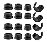 Universal Silicone Double Flange Ear Tips & Anti-Slip Ear Hooks Kit Black